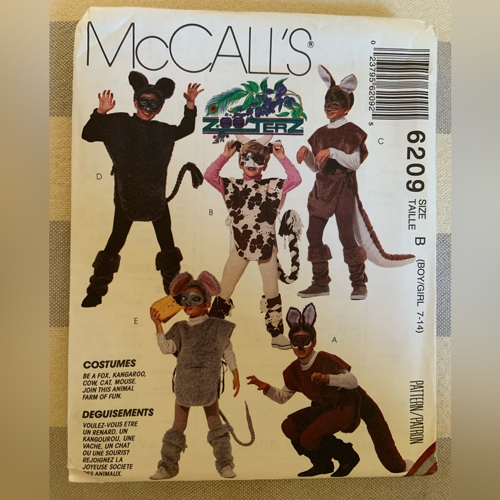 1990s Mc Calls Halloween Costume Sewing Pattern